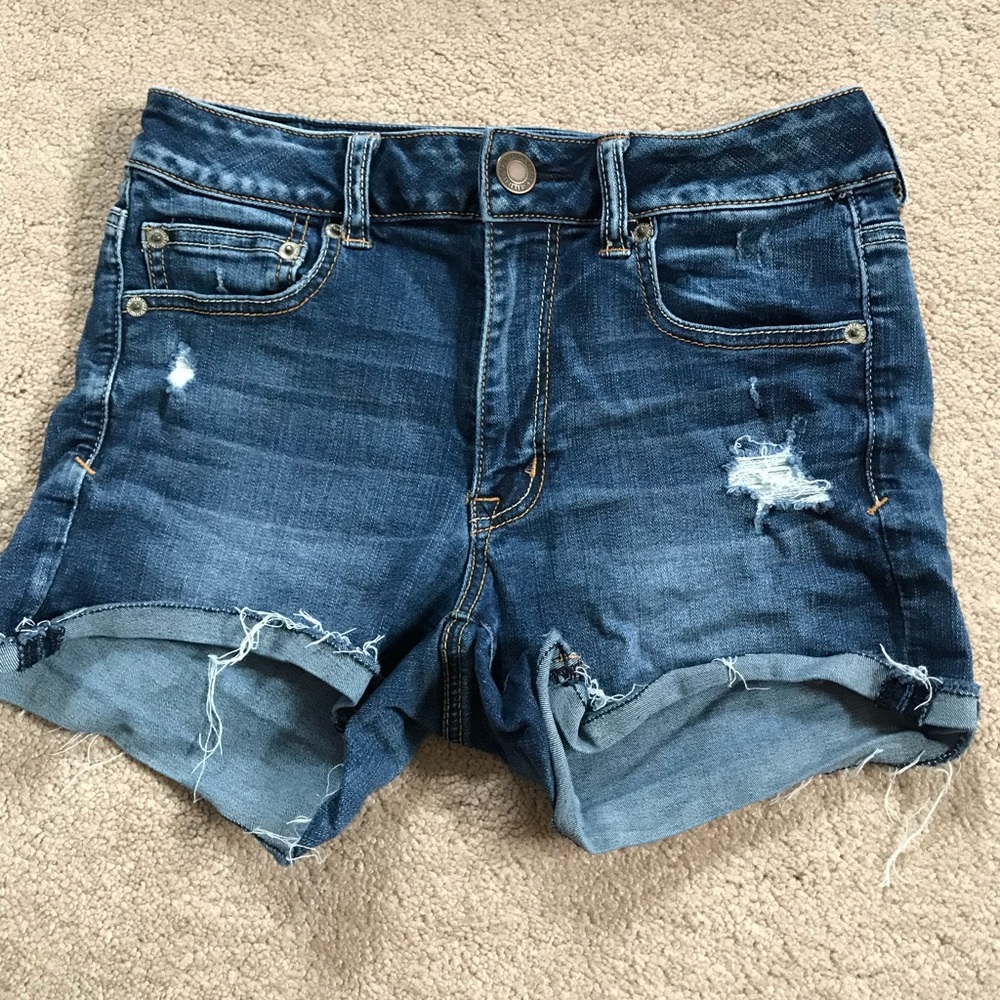 Medium Wash Stretch Denim Shorts